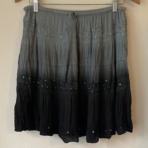 Indian Tropical Fashion Embellished Ombre Grey to Black Skirt OS